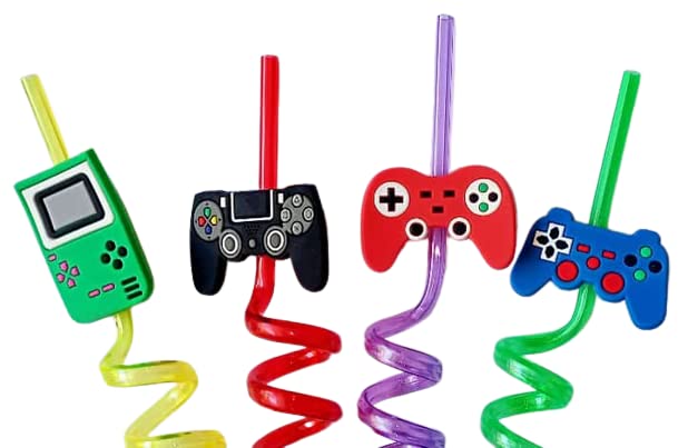 5925 Reusable Straws Are Perfect For Kids Summer Parties. Plastic Straws Reusable Drinking Straws With Cartoon Decoration For Kids Birthday Party Favorsnbspor Other Summer Celebration (4 Pc Set)