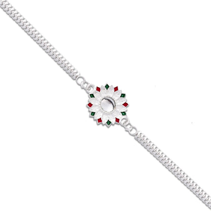 Sunflower Shape Rakhi With Silver Chain