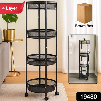 Freestanding 4-Tier Round Mesh Rack