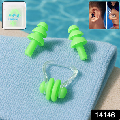 Swimming Earplugs And Nose Clip Set (3 Pc)