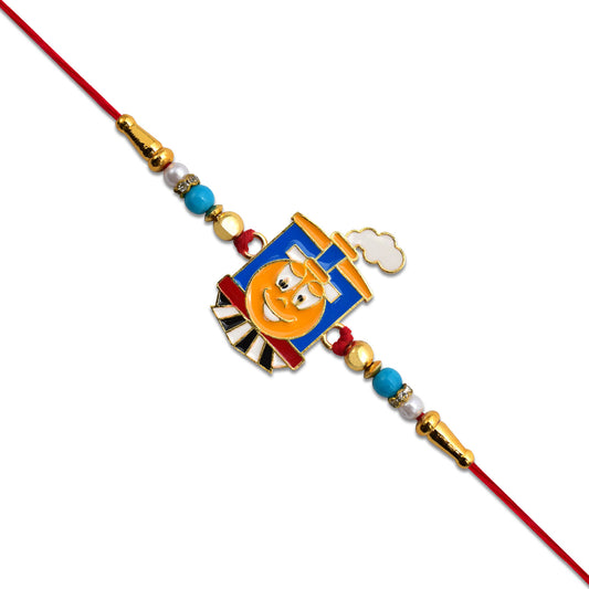 Kids Cartoon Train Rakhi With Colorful Beads