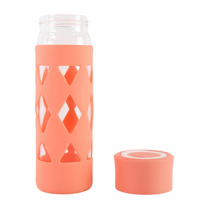 Glass Water Bottle With Protective Sleeve - (1 Pc  480 Ml)