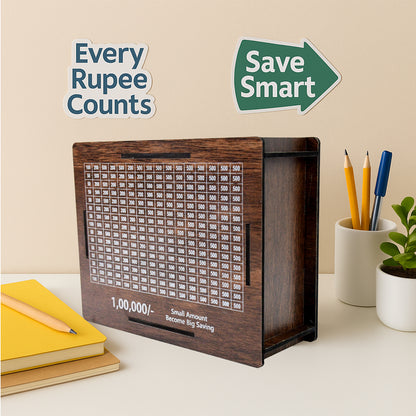Wooden Money  Piggy Bank Money Box (1 Pc  With Marker Pen)