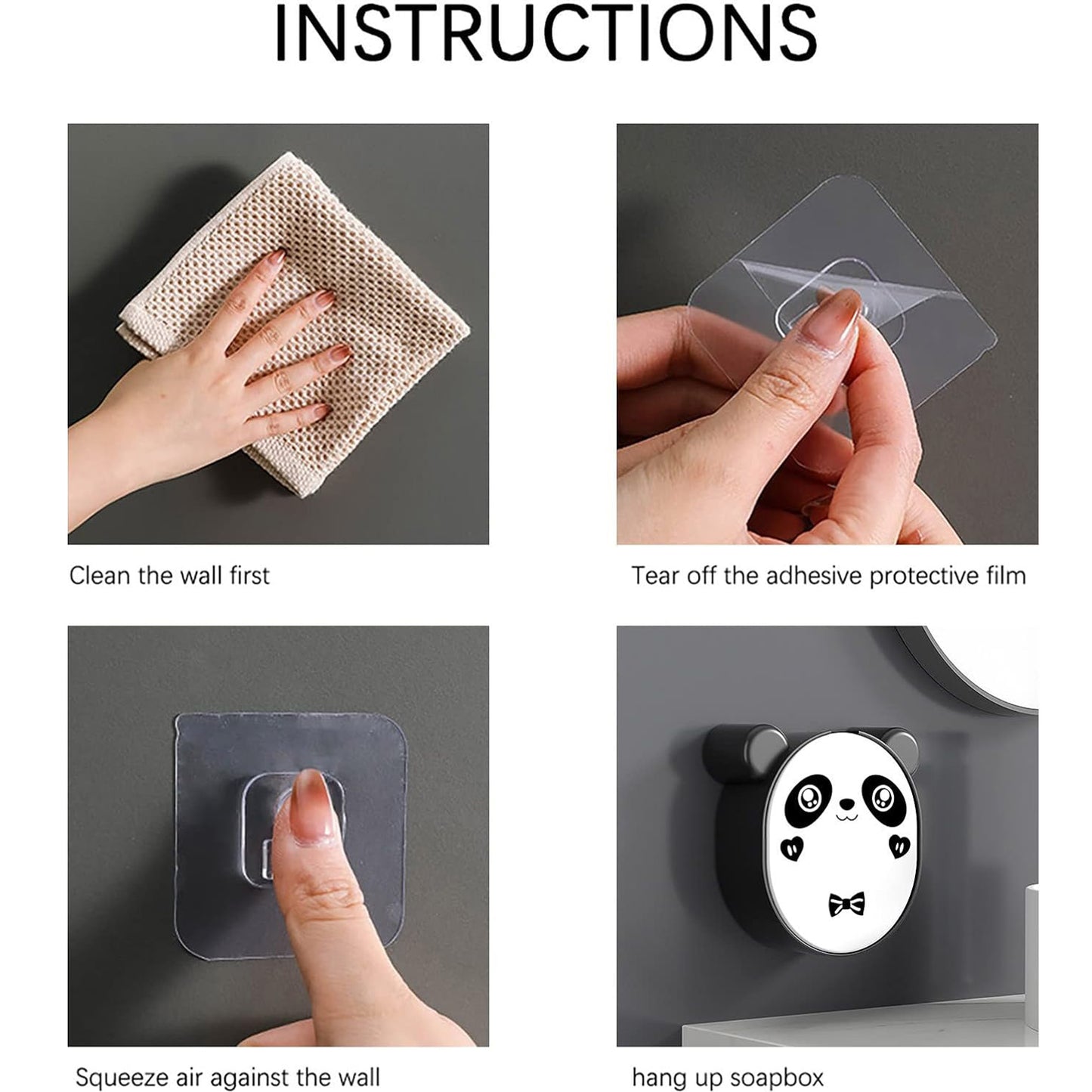 Plastic Cute Panda Soap Box  Wall Mounted Flip-top Drain Soap Case (1 Pc)