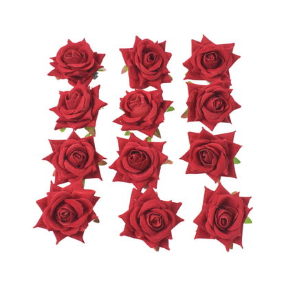 Flower Rose Hair Pin  Clip Velvet Flower Design (12 Pcs Set)
