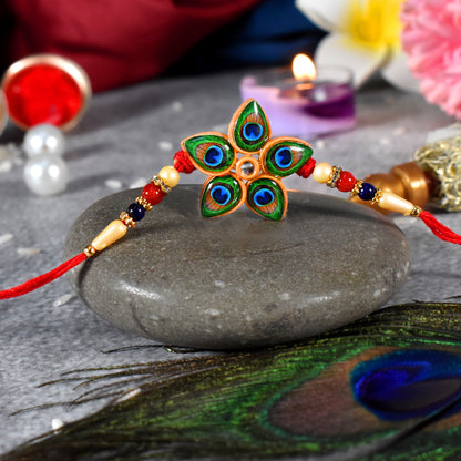 Designer Mor Pankh Rakhi In Star Shape