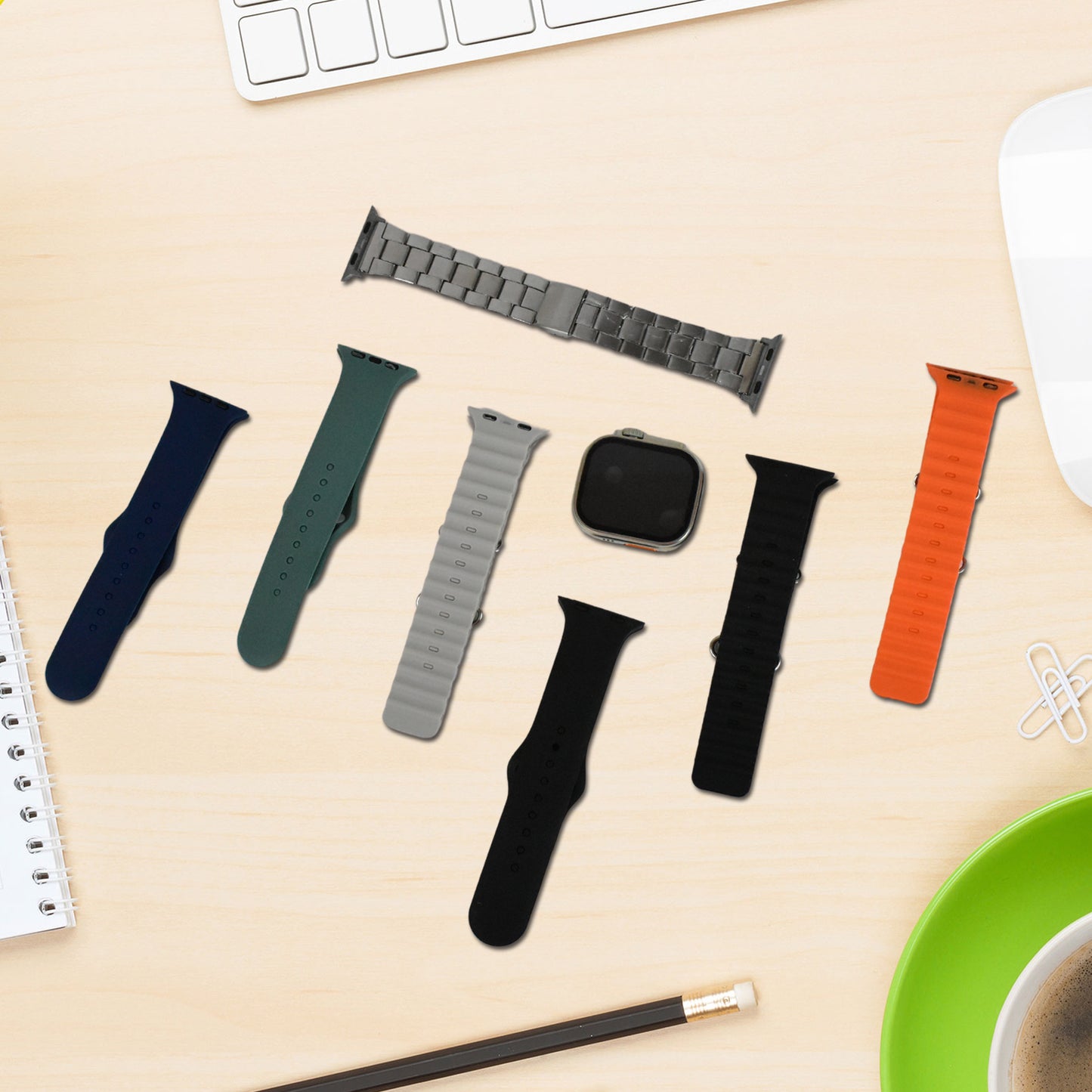 7 In 1 Ultra Smart Watch Combo With Seven Classic Straps  Transparent Screen Guard (1 Set  Mix Color)