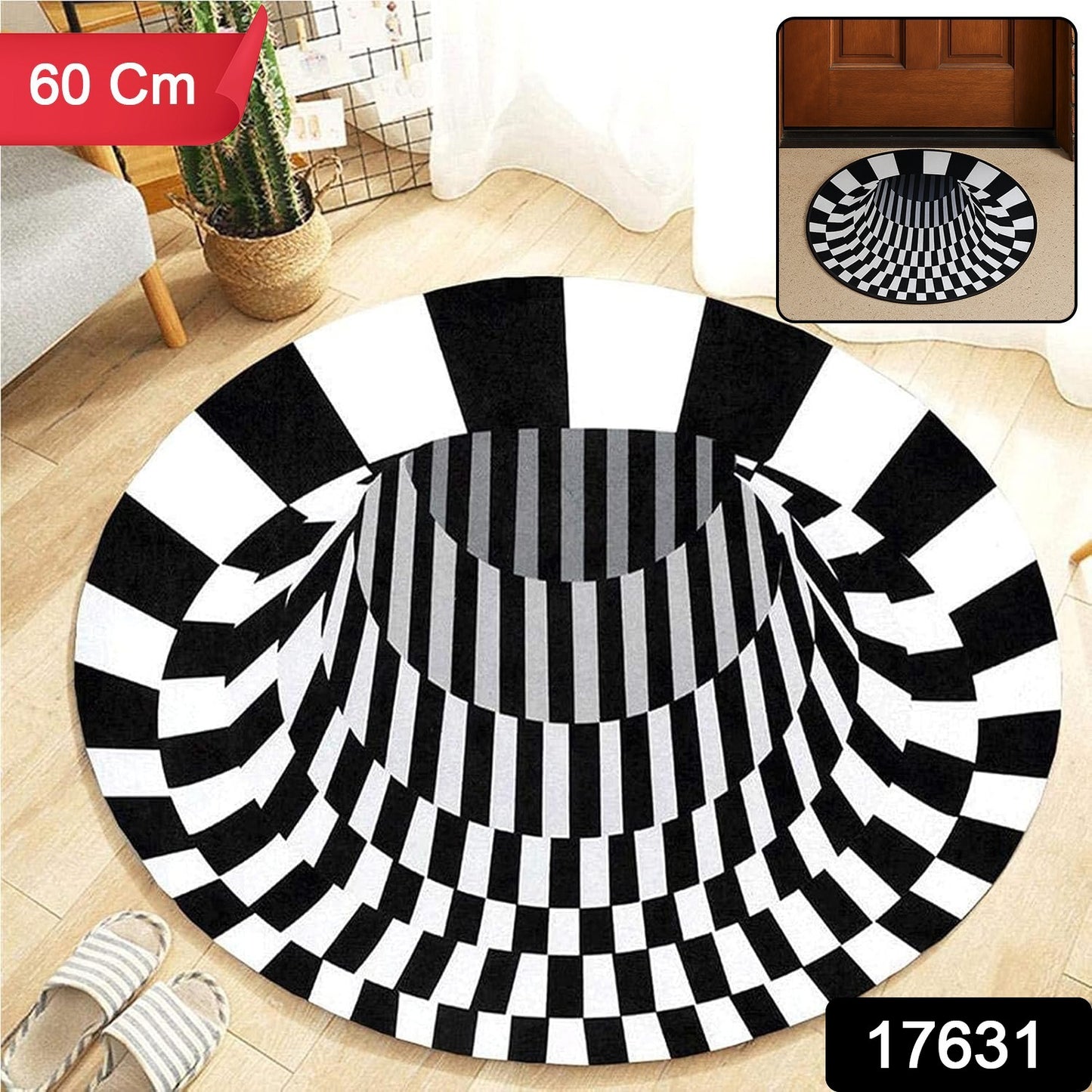 3d Space Round Carpet Floor Mat Non-woven Doormat (60 Cm)