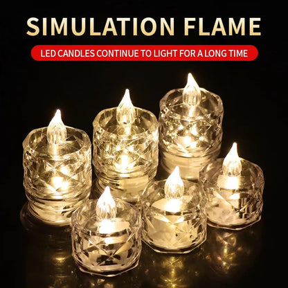 24 Pcs Flameless And Smokeless Decorative Acrylic Candles Transparent Led Tea Light Candle For Gifting House Diwali Christmas Festival Events Decor Candles