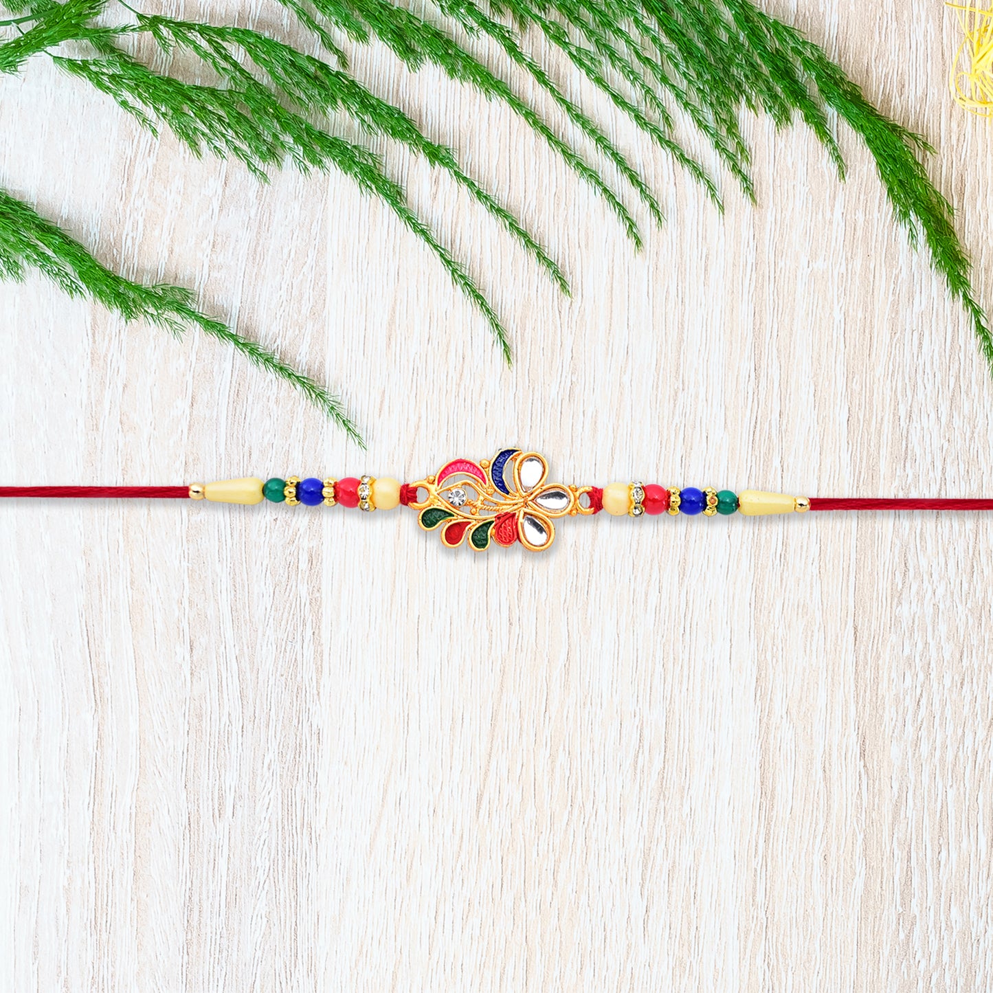 Multicolor Peacock Feather Rakhi