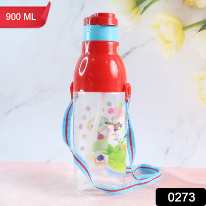 0273 Plastic Tranparent Sports Insulated Water Bottle With Dori  Straw Easy To Carry High Quality Water Bottle Bpa-free  Leak-proof For Kids School For Fridge Office Sports School Gym Yoga (1 Pc 800ml)
