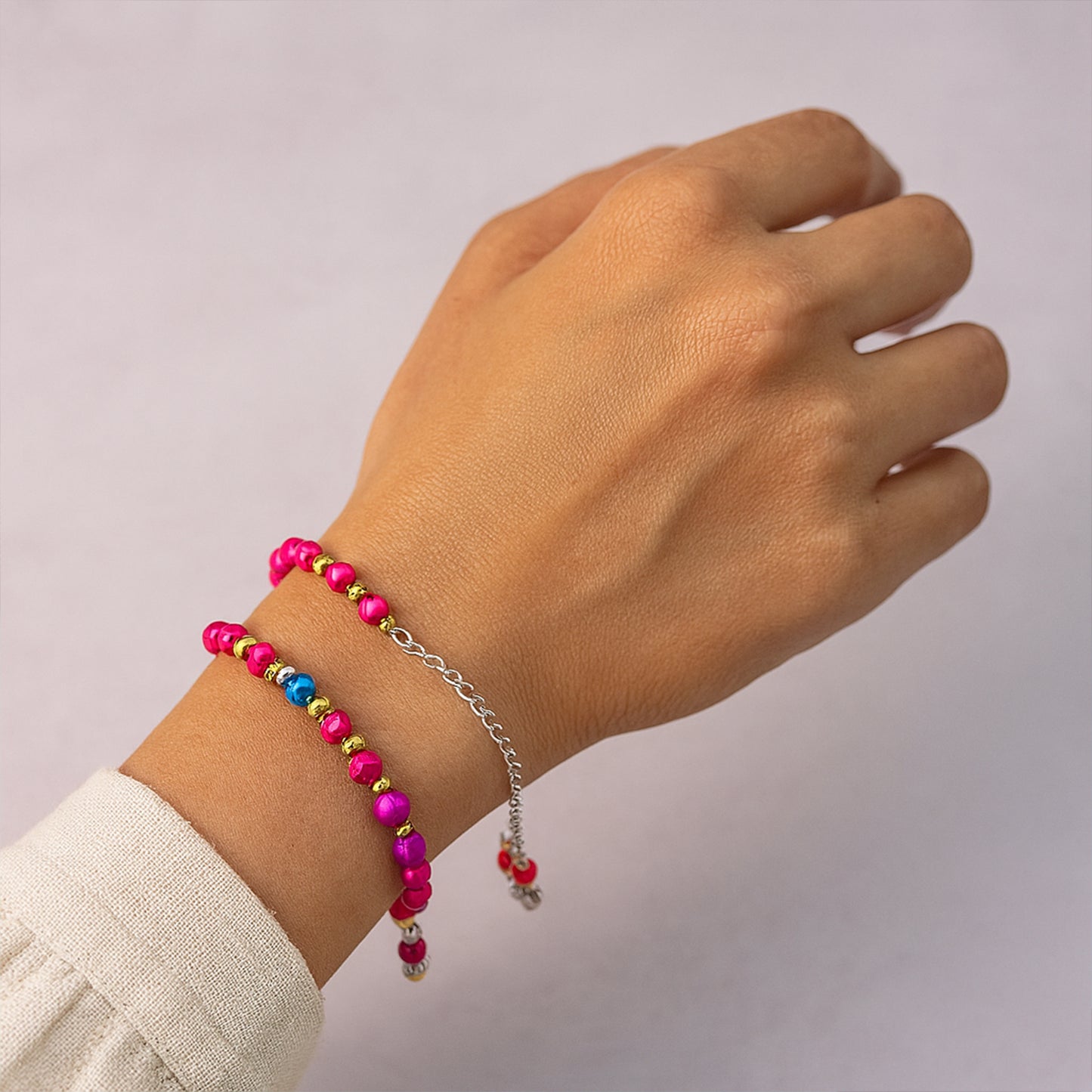 Traditional And Trendy Beaded Bracelet With Adjustable Chain (1 Pc)