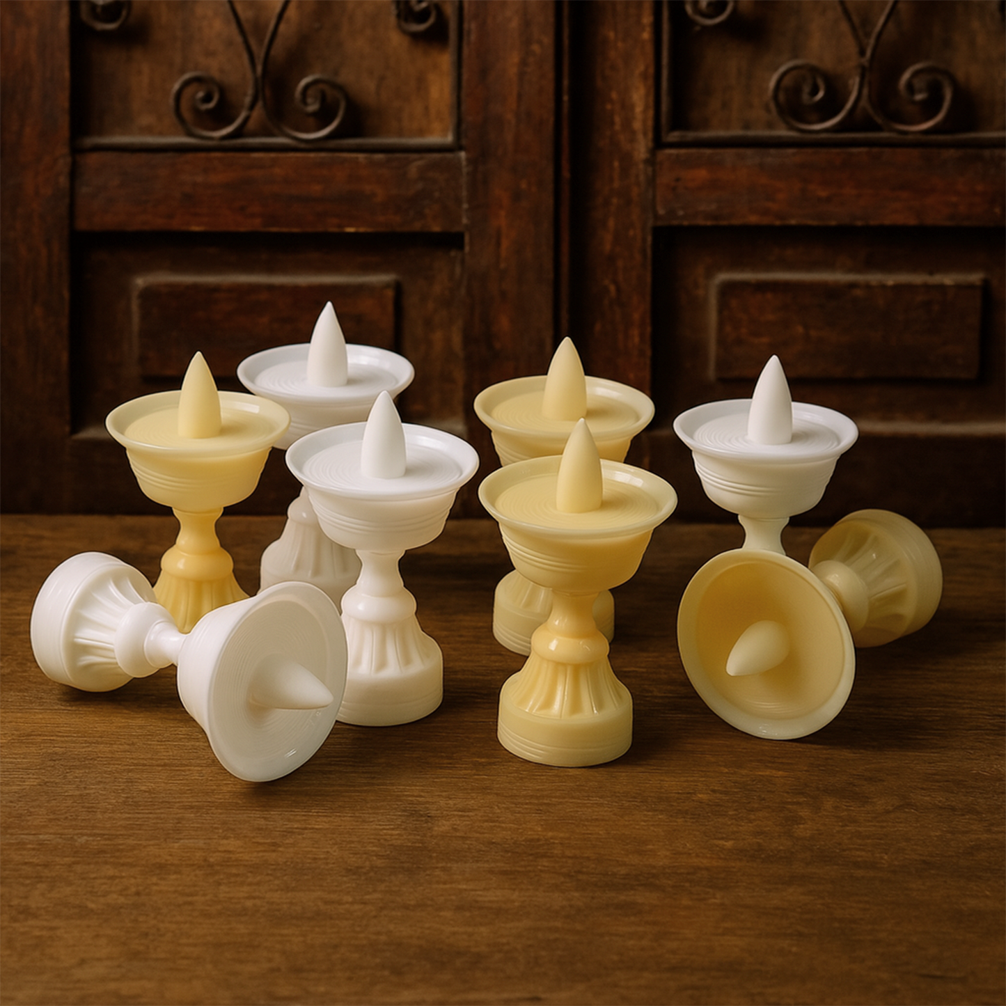 Set Of 8 White Water Sensor Led Diyas