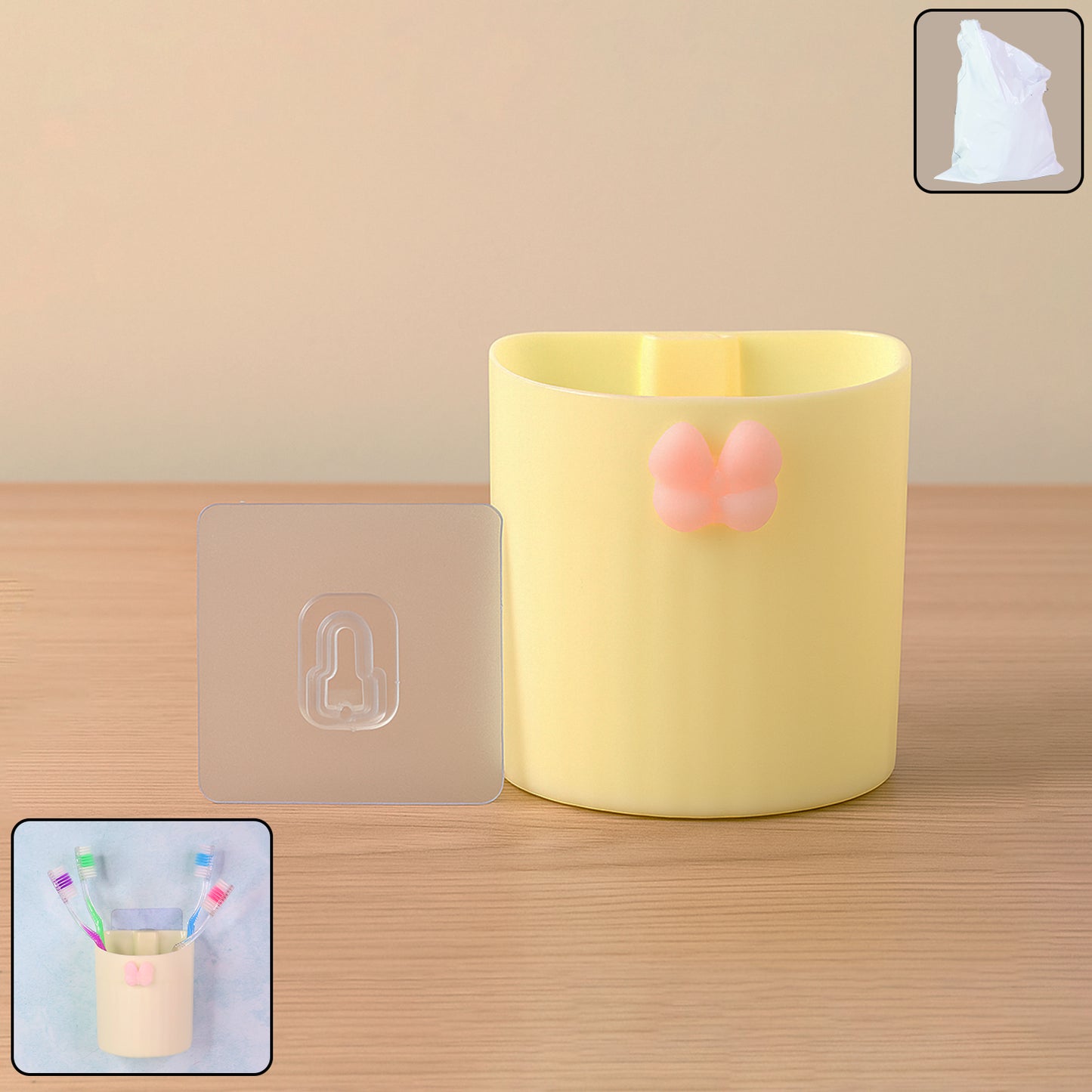 Premium Wall-mounted Toothbrush Holder With Butterfly Design (1 Pc)