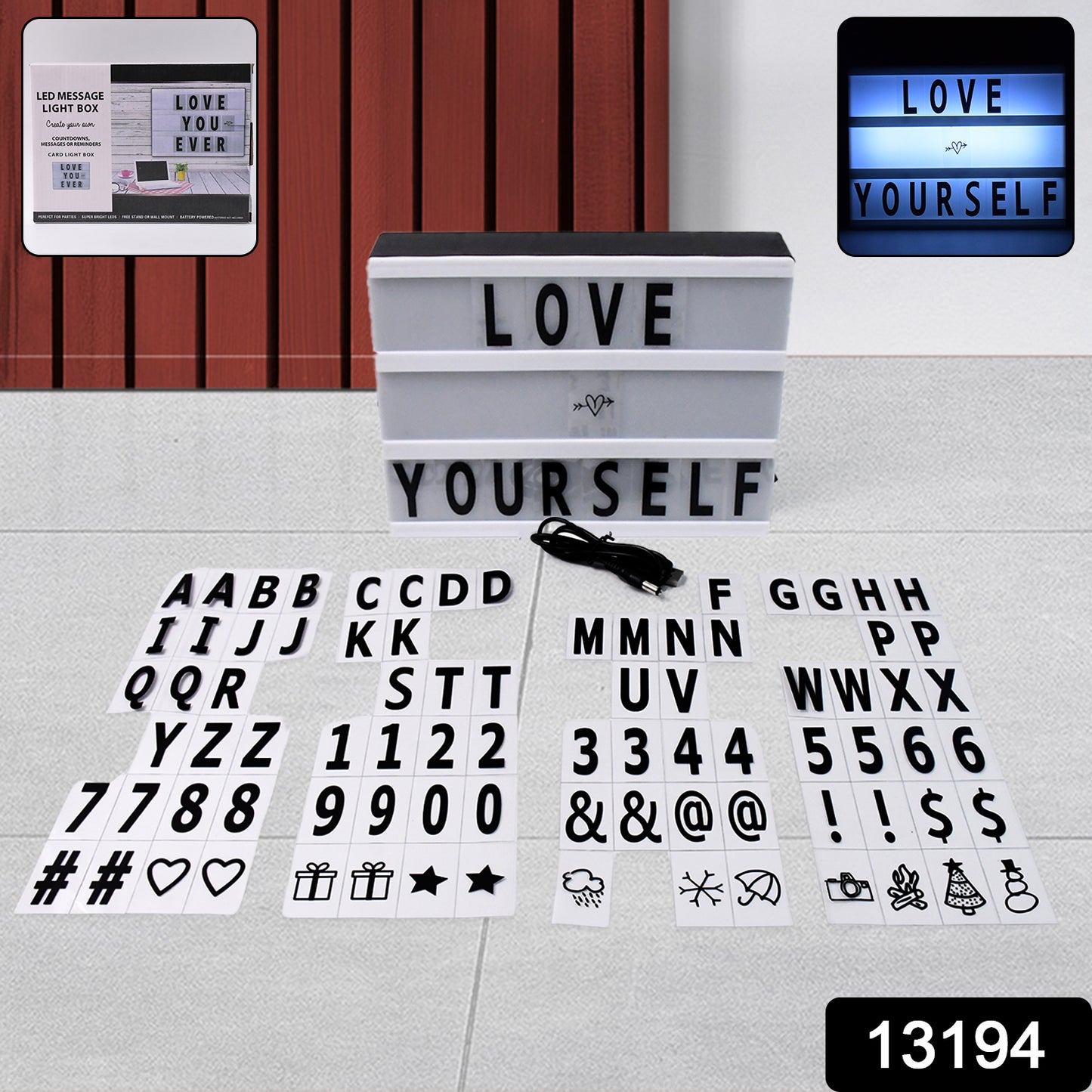 Black Mini A6 Magnetic Cinematic Light Box With 82 Characters And 10 Emojis  (1 Set)