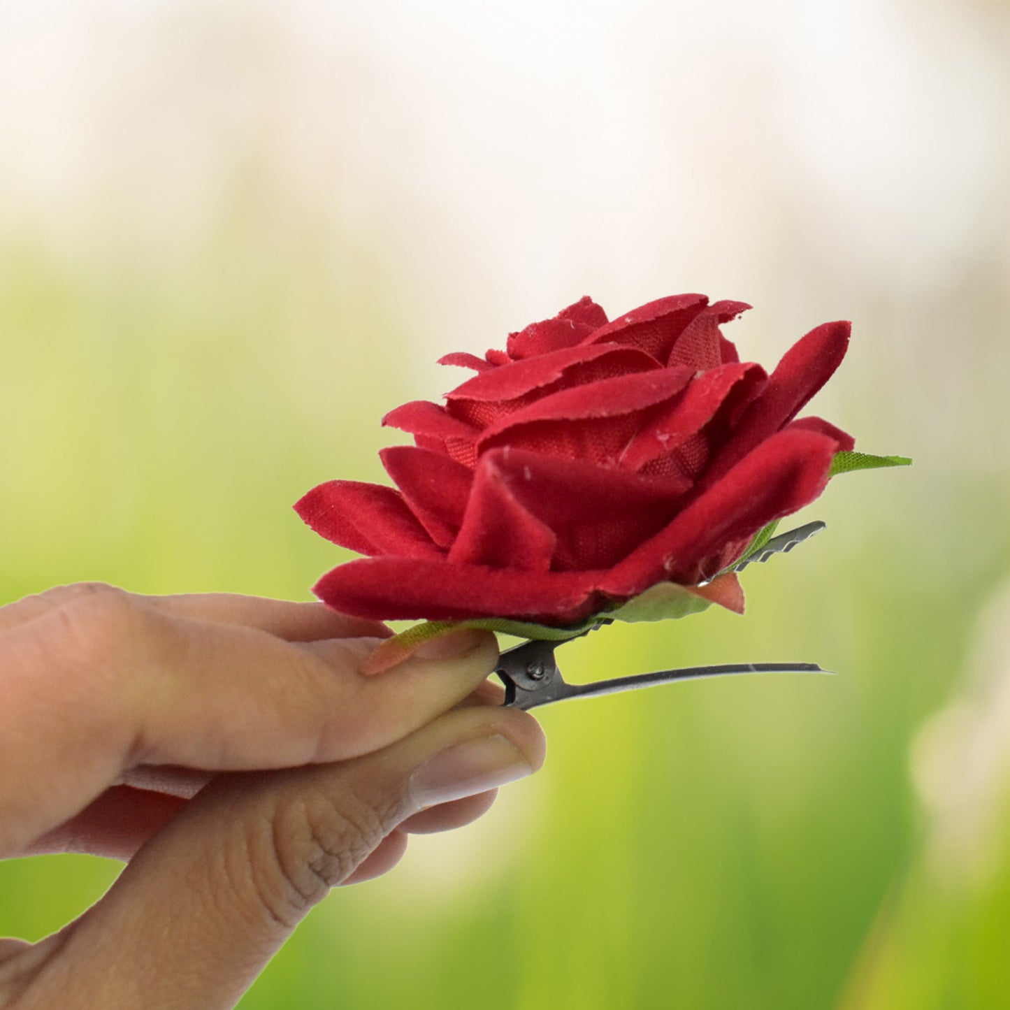 Flower Rose Hair Pin  Clip Velvet Flower Design (12 Pcs Set)