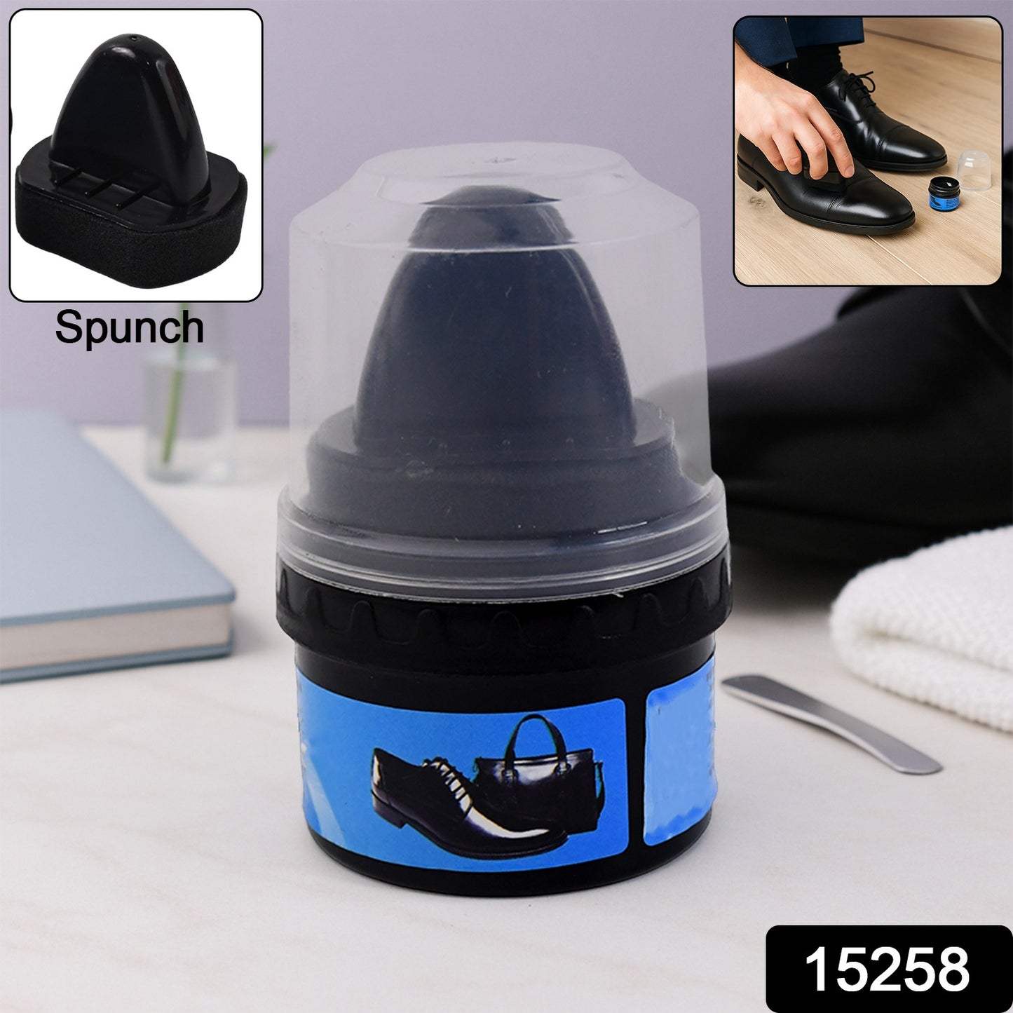 Instant Shoe Shine Sponge With Liquid Polish (1 Pc)