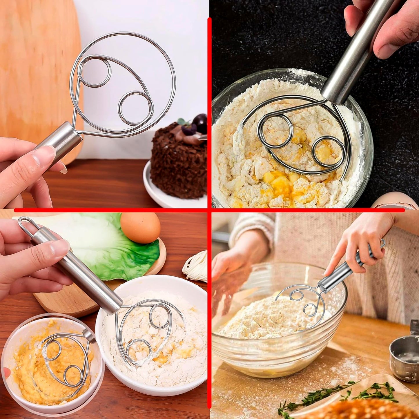 Stainless Steel Danish Dough Whisk - (1 Pc  Big)