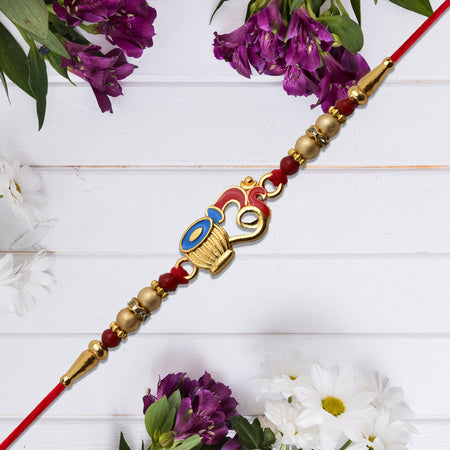 Matki Design Rakhi With Enamel Work  Beads