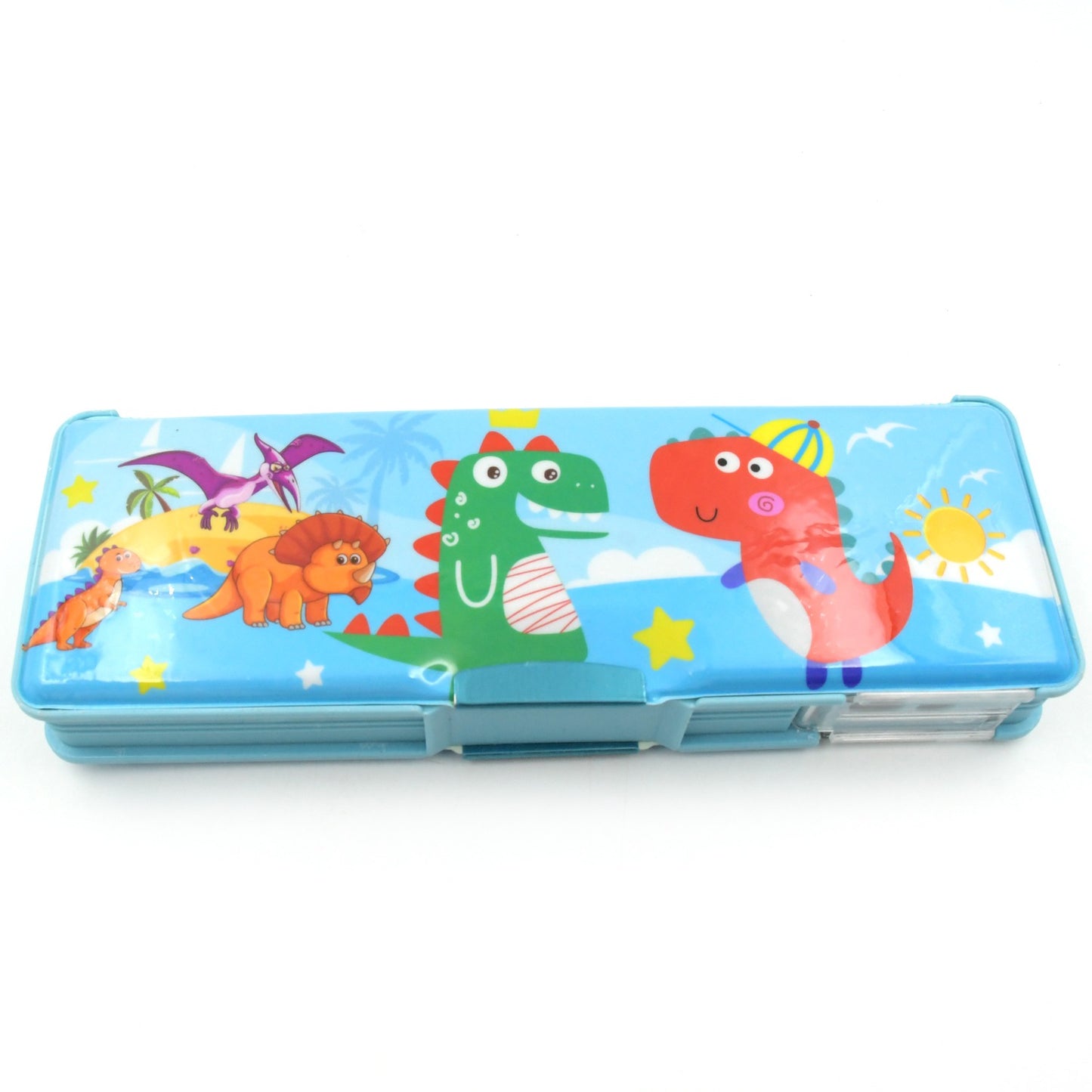 4252 Multipurpose Compass Box Plastic Double Deck Pencil Case With 2 Compartments Supplies Utility Box Storage Organizer Pencil Box For School Cartoon Printed Pencil Case For Kids Birthday Gift For Girls  Boys (1 Pc Mix Design)