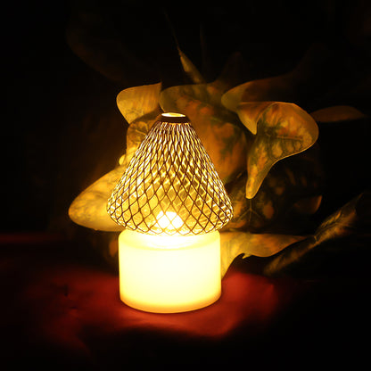 Set Of 12 Decorative Led Flameless Candle Lights With Golden Net Cover