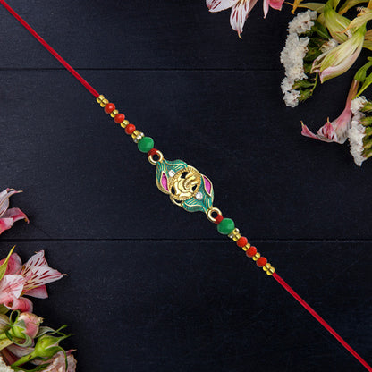 Ganesh Leaf Motif Rakhi