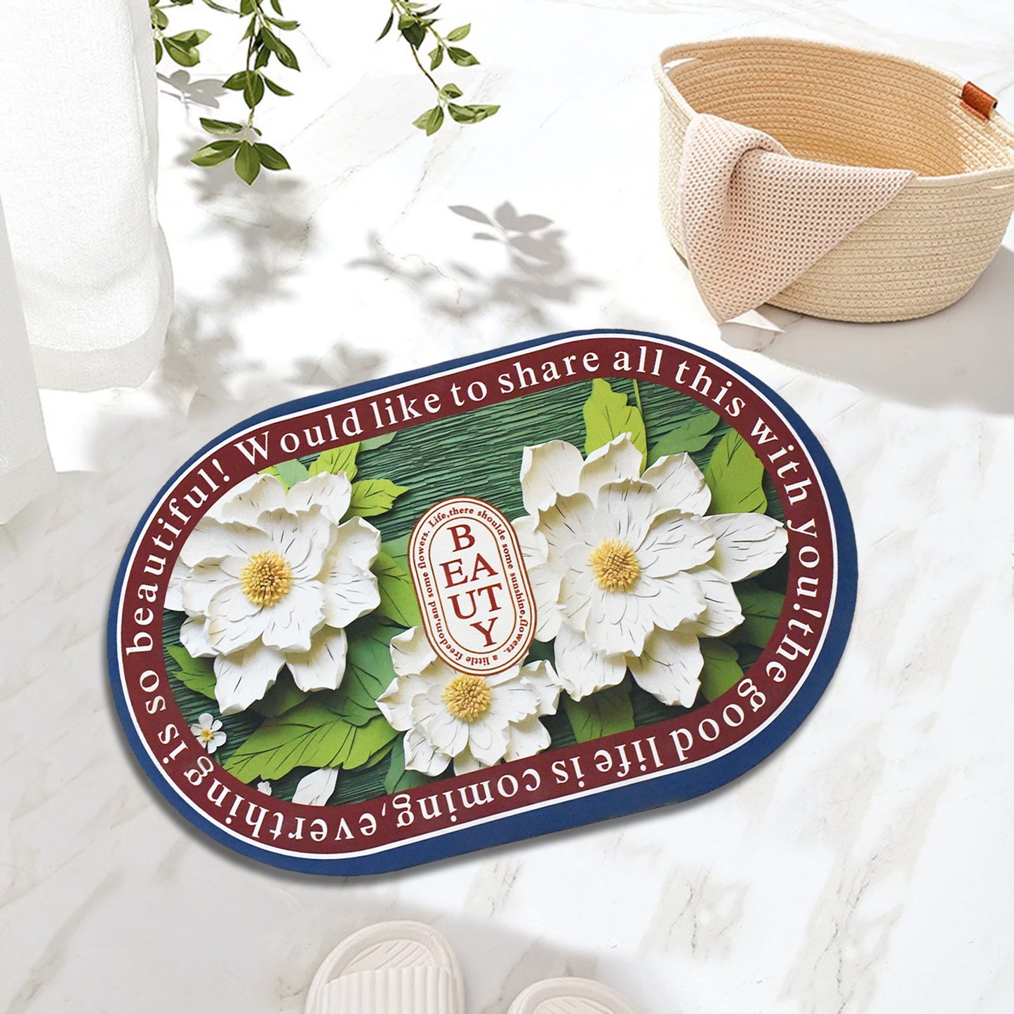 4598  3d Visual Anti-slip Absorbent Mat New Soft Super Absorbent Floor Mats Cute Flowers Shower Drying Bathroom Mat