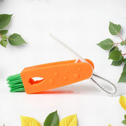 6483  3 In 1 Multifunctional Cleaning Brush Mini Glass Cover Cleaning Brush Bottle Cleaning Brush Set Cup Cleaner Brush Bottle Cap Detail Brush For Bottle Cup Cover Lid Home Kitchen Washing Tool (1 Pc)