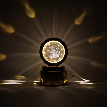Ganpati Bapa 3d Crystal Ball Night Light With Led Illumination (1 Pc)