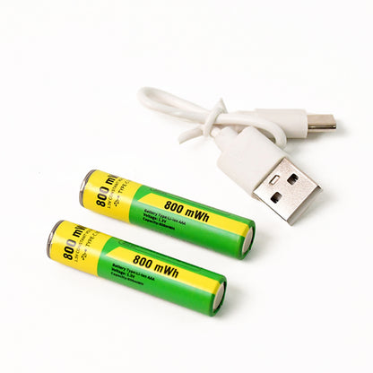 Aaa Rechargeable 800 Mwh Batteries With Recharging Cable (2 Pc Set)