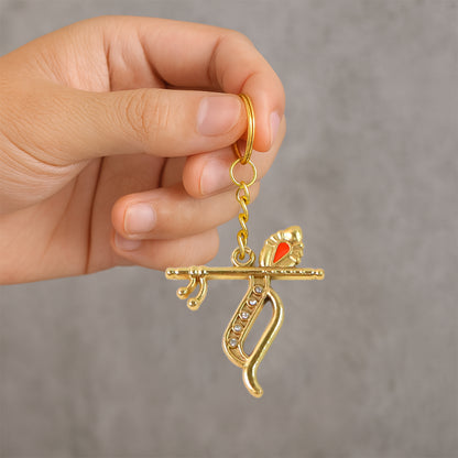 Flute And Peacock Feather Krishna Design Keychain (1 Pc)
