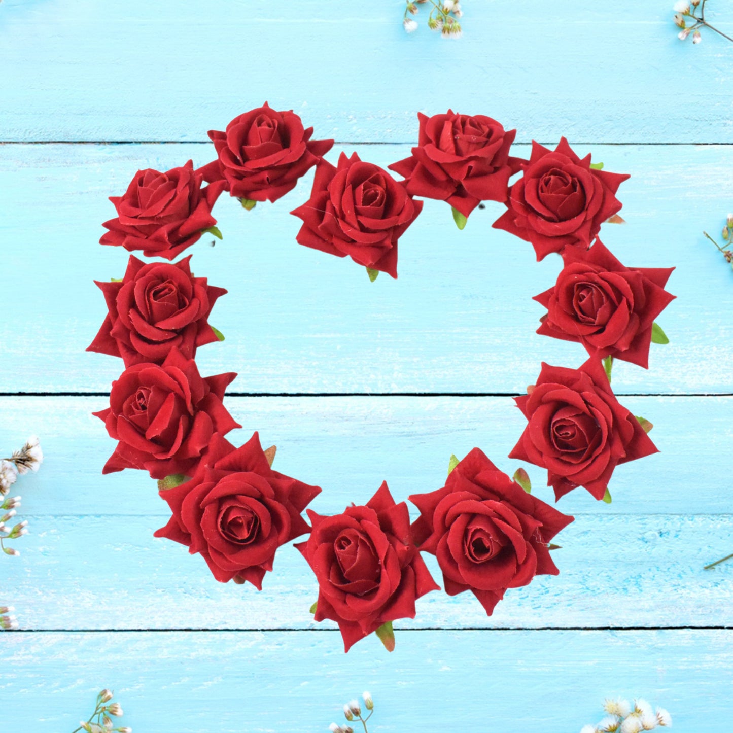 Flower Rose Hair Pin  Clip Velvet Flower Design (12 Pcs Set)