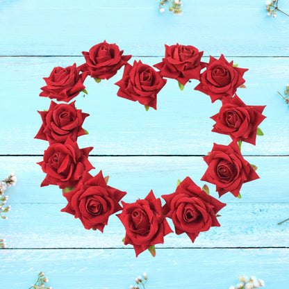 Flower Rose Hair Pin  Clip Velvet Flower Design (12 Pcs Set)