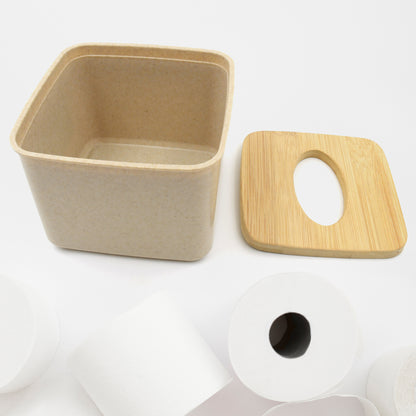 8846 Tissue Box Desktop Stand Bamboo Tissue Cover Box Rectangular Paper Towel Holder Removable Tissue Dispenser For Bathroom Vanity Countertop Bedroom Car Holder Paper Towels Dispenser (1 Pc )