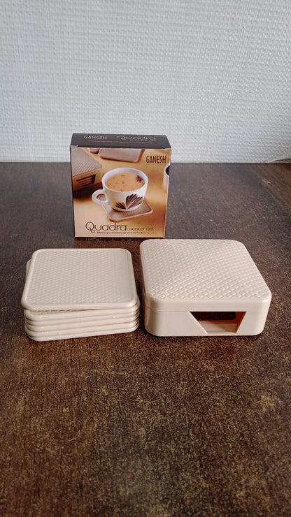 Ganesh Premium Square Coasters With Storage Box (6 Pc  Set)