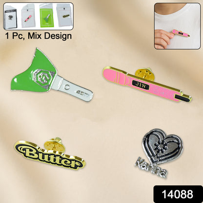 Stylish Metal Badge Pin  Single Piece (Random Design)