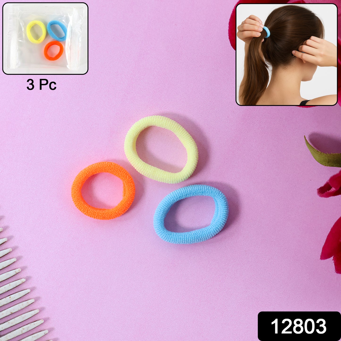 Seamless Soft Hair Elastics - (3 Pc  Set)
