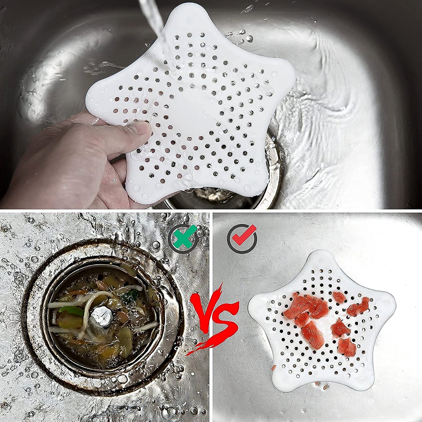 White Silicone Star Shaped Sink Filter Bathroom Hair Catcher Drain Strainers For Basin