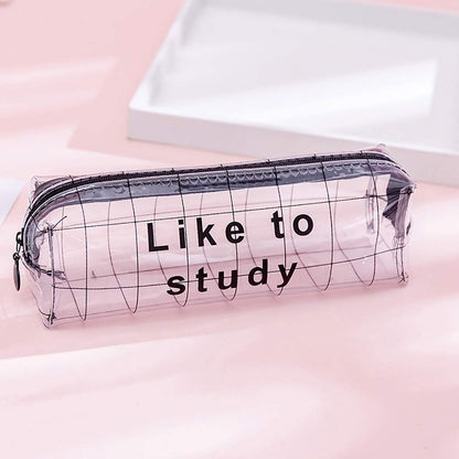 Plastic Transparent Pencil Pouch With Zipper (1 Pc)