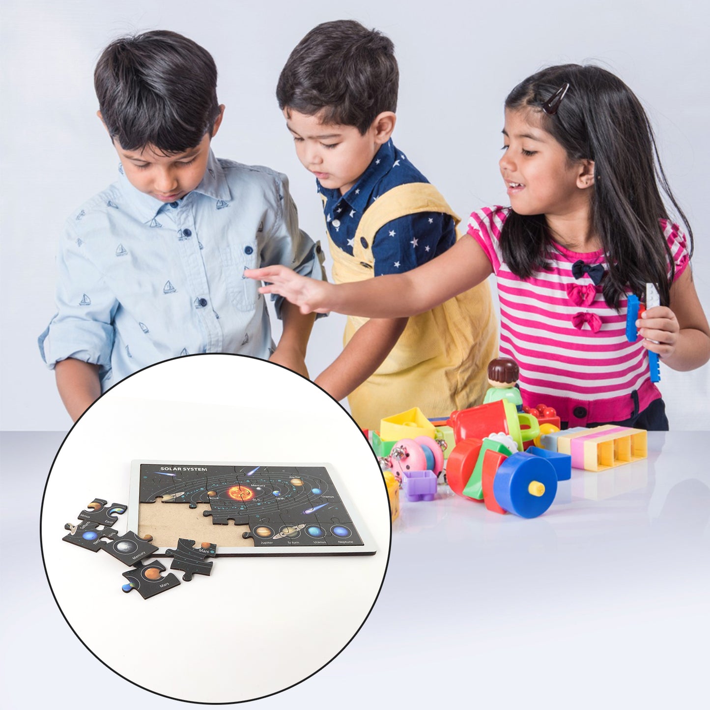 Wooden Solar System Puzzle For Kids - (1 Set)