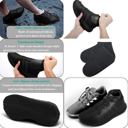 4866 Non-slip Silicone Rain Reusable Anti Skid Waterproof Fordable Boot Shoe Cover ( Large )