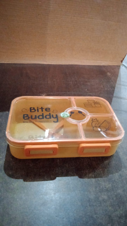 Bite Buddy 4-compartment Leak-resistant Plastic Lunch Box With Spoon  Fork