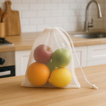Reusable Transparent Drawstring Mesh Storage Bag (1 Pc)