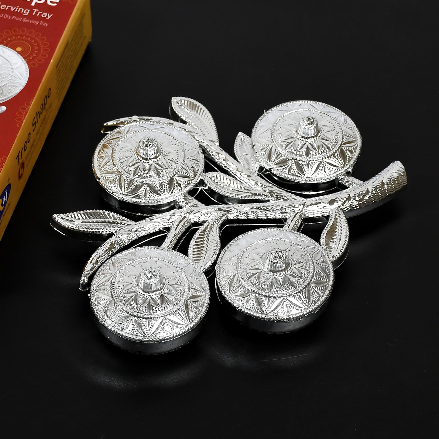 5283 Tree Shape 4 Compartment Mukhwas Dani Serving Tray For Home  Kitchen Use