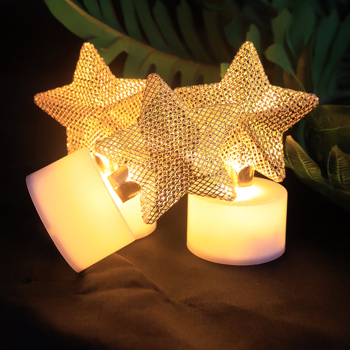 Set Of 12 Decorative Led Star Candles