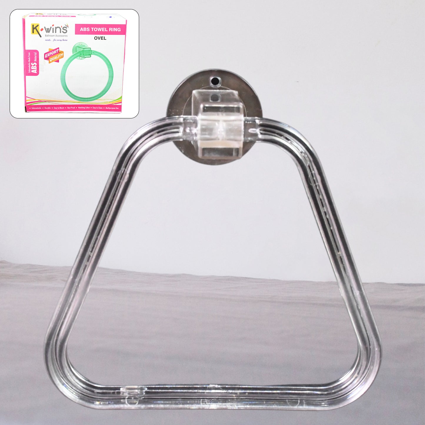 Unbreakable Abs Square Towel Ring Wall Mounted Stand  Holder (1 Pc)