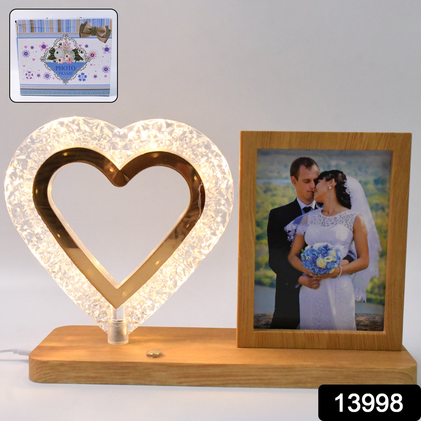 Heart Shape Cystal Led Lamp  Photo Frame Night Lamp  Wedding Gift  Love Couple