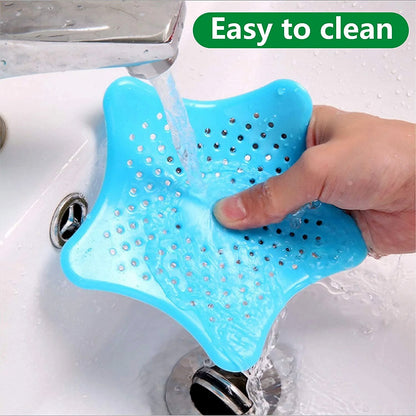Aqua Blue Silicone Star Shaped Sink Filter Bathroom Hair Catcher Drain Strainers For Basin