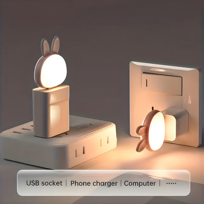 Cute Usb Rabbit Night Light With Sound  Voice Activation
