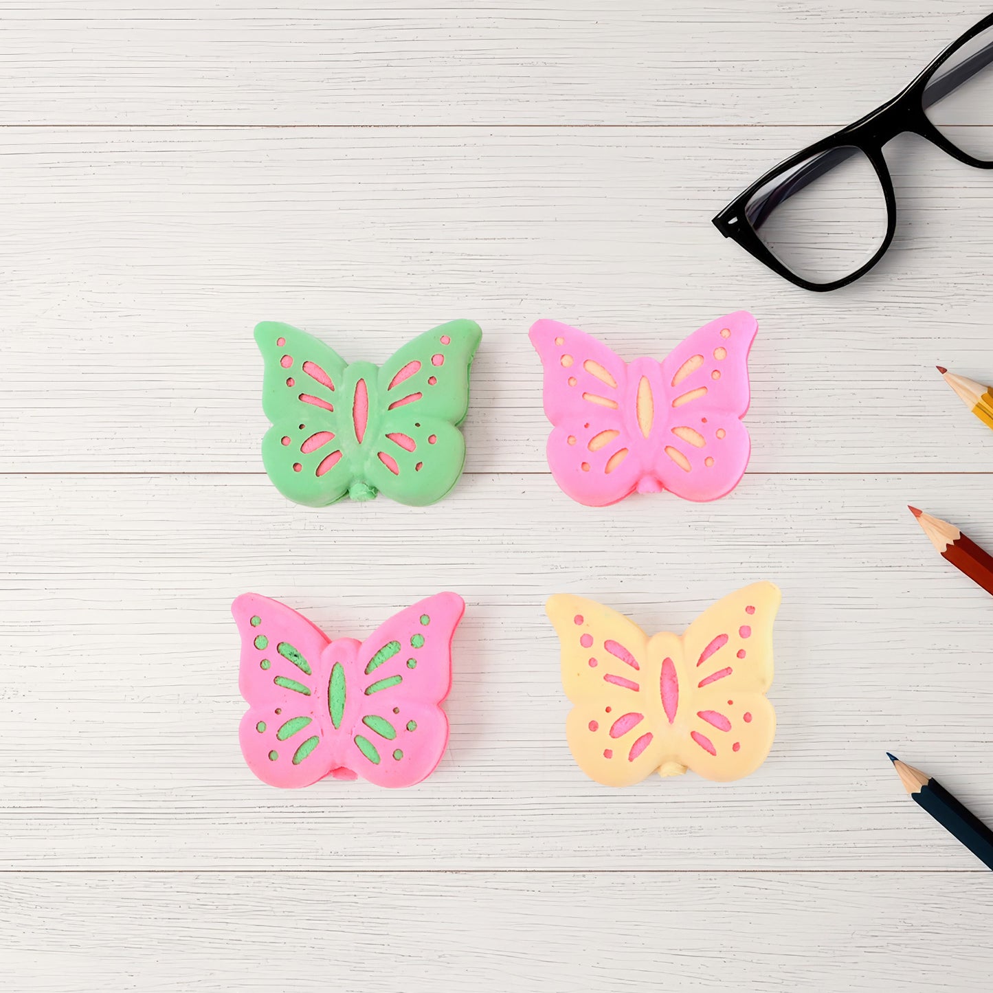 Butterfly Shape Eraser Rubber (25 Pc  Mix Colour  Design)